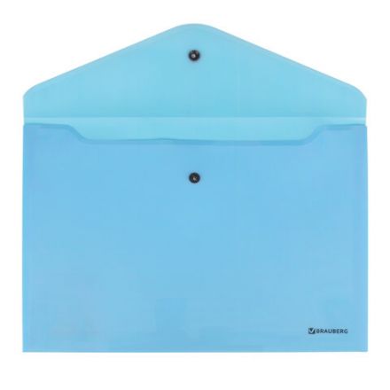 Папка-конверт с кнопкой BRAUBERG "Pastel", А4, до 100 листов, непрозрачная, аквамарин, 0,18 мм, 270474