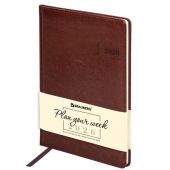 Еженедельник датированный 2026, БОЛЬШОЙ ФОРМАТ 210х297 мм, А4, BRAUBERG "Imperial", под кожу, коричневый, 117156