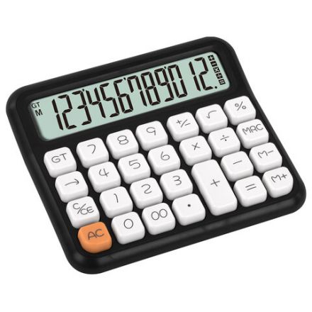 Калькулятор настольный BRAUBERG KW-1000-BK (152x132 мм), 3D-кнопки, 12 разрядов, черный, 272956