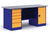 Верстак ВП-4 двухтумбовый с дверью и 5 ящиками (1900х685х860 мм)