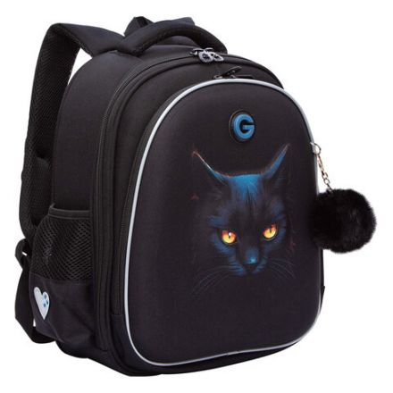 Ранец GRIZZLY анатомическая спинка, c брелоком, для девочек, "I'M HERE", 36х28х20 см, RAz-586-6/1