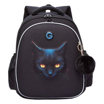 Ранец GRIZZLY анатомическая спинка, c брелоком, для девочек, "I'M HERE", 36х28х20 см, RAz-586-6/1