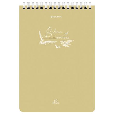 Блокнот А5 (146х206 мм), 60 л., гребень, картон, клетка, BRAUBERG, "Pastel", 114362