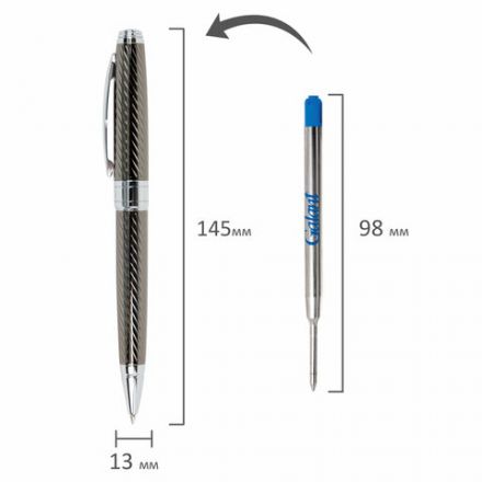 Ручка подарочная шариковая GALANT "Gotter", корпус оружейный металл, детали серебро, узел 0,7 мм, линия письма 0,5 мм, синяя, 144176