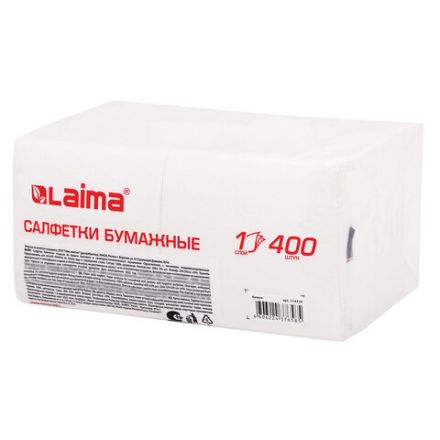 Салфетки бумажные 400 шт., 24х24 см, "Big Pack", белые, 100% целлюлоза, LAIMA, 114724 Салфетки бумажные 400 шт., 24х24 см, "Big Pack", белые, 100% целлюлоза, LAIMA, 114724