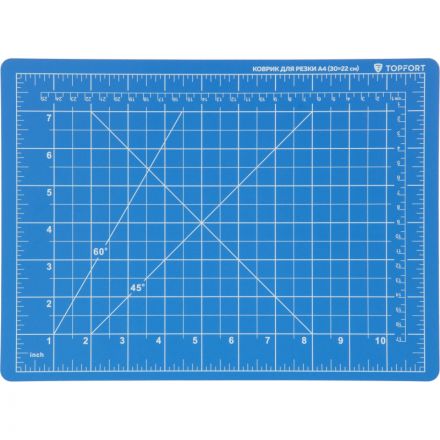 Коврик для резки TOPFORT 5ти-слойный А4 (30х22см),2х-сторонний,синий