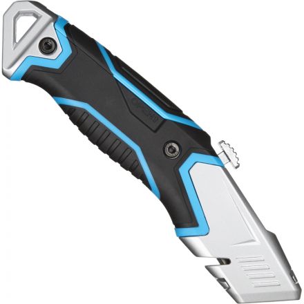 Нож универсальный TOPFORT с выдвиж.лезвием 19мм трапец.+4зап.лезвия