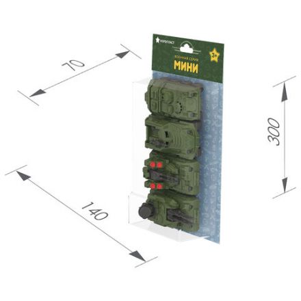 Военные машины игрушечные в наборе, пластиковые, 4 шт., 7x14x30 см, НОРДПЛАСТ, 349/1