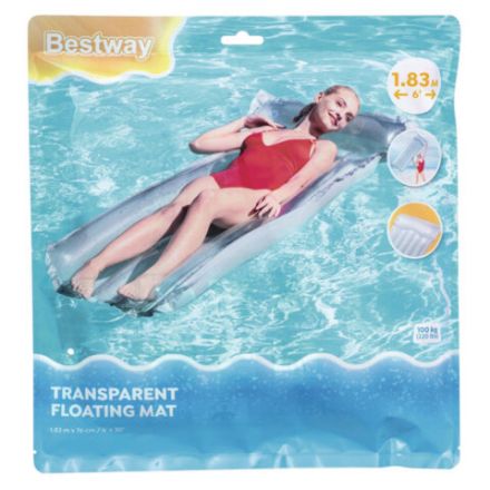 Надувной матрас для плавания "Прозрачный", 183х76 см, до 100 кг, АССОРТИ, BESTWAY, 44013