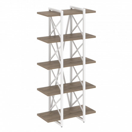 Loft Стеллаж на регулируемых опорах-5 полок VR.L-MST.O-5.4V Тиквуд тёмный/Белый металл 800*400*1650