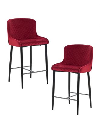 Набор 2 шт Стул полубарный DOBRIN CHRISTIAN'65, черные ножки, бордовый велюр (V108-85)