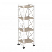 Loft Стеллаж на колесных опорах-4 полки VR.L-MST.K-4.4 Дуб аттик/Белый металл 400*400*1334