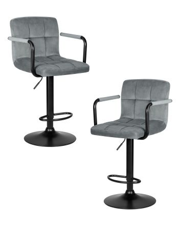 Набор 2 шт Стул барный DOBRIN KRUGER ARM BLACK, серый велюр (MJ9-75) Набор 2 шт Стул барный DOBRIN KRUGER ARM BLACK, серый велюр (MJ9-75)