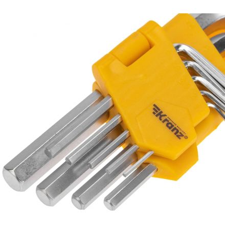 Набор ключей имбусовых HEX KRANZ 1,5-10 мм, CrV, 9 шт. KR-12-5215