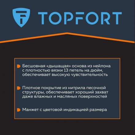 Перчатки защитные TOPFORT НН01 нейлон с нитриловым покрытием р.8
