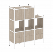 Loft Прямой стеллаж наборный VR.L-15 Дуб аттик/Белый металл 1278*446*1458