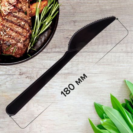 Нож одноразовый пластиковый 180 мм, черный, КОМПЛЕКТ 50 шт., ЭТАЛОН, WELDAY (ВЭЛДЭЙ), 607841