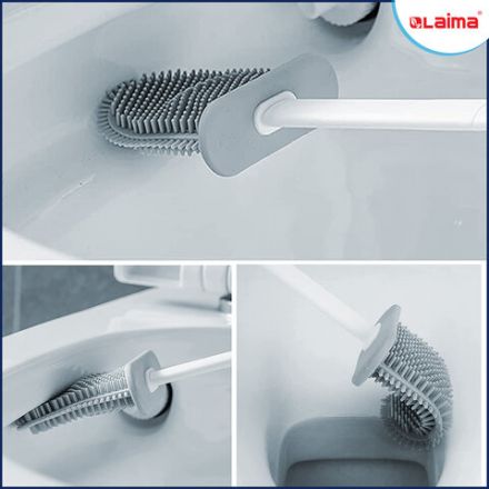 Ершик для унитаза силиконовый FLAT TYPE (плоский) напольный / настенный с креплением, LAIMA, 608131