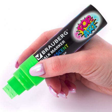 Маркер меловой "POP-ART" ЗЕЛЕНЫЙ, 15 мм, стираемый, для гладких поверхностей, BRAUBERG, 151542 Маркер меловой "POP-ART" ЗЕЛЕНЫЙ, 15 мм, стираемый, для гладких поверхностей, BRAUBERG, 151542
