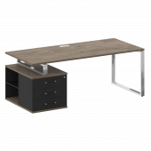 Shift Стол руководителя с опорной тумбой, левый SK.SRT-200 (L) Тиквуд тёмный/Антрацит 2000*904*753 Shift Стол руководителя с опорной тумбой, левый SK.SRT-200 (L) Тиквуд тёмный/Антрацит 2000*904*753