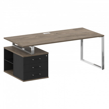 Shift Стол руководителя с опорной тумбой, левый SK.SRT-200 (L) Тиквуд тёмный/Антрацит 2000*904*753 Shift Стол руководителя с опорной тумбой, левый SK.SRT-200 (L) Тиквуд тёмный/Антрацит 2000*904*753