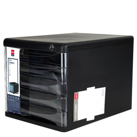 Бокс с выдвижными лотками Deli E9795Bl 5 выдвижн лотков с замком черный