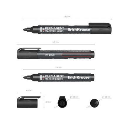 Маркер перманентный с жидкими чернилами ERICH KRAUSE LP-600 "Tank Liquid", ЧЕРНЫЙ, 2,5 мм, 48769