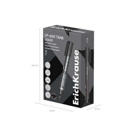 Маркер перманентный с жидкими чернилами ERICH KRAUSE LP-600 "Tank Liquid", ЧЕРНЫЙ, 2,5 мм, 48769