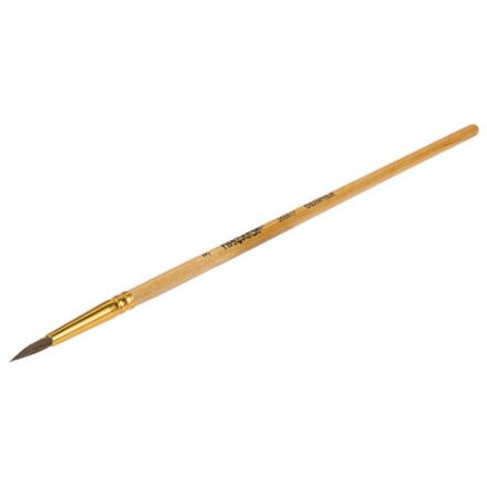 Кисть ПИФАГОР, БЕЛКА, круглая, № 3, деревянная лакированная ручка, с колпачком, 200817 Кисть ПИФАГОР, БЕЛКА, круглая, № 3, деревянная лакированная ручка, с колпачком, 200817