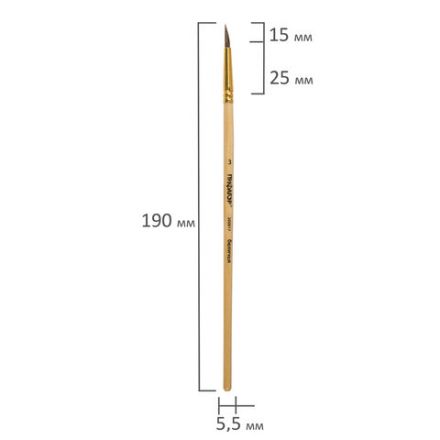 Кисть ПИФАГОР, БЕЛКА, круглая, № 3, деревянная лакированная ручка, с колпачком, 200817 Кисть ПИФАГОР, БЕЛКА, круглая, № 3, деревянная лакированная ручка, с колпачком, 200817