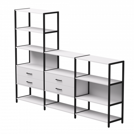 Набор стеллажных систем №11 Everprof EVO 2440x385x1840 Белый/Черный