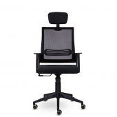 Кресло М-808 Аэро/Aero blackPL пластик Ср D26-28/NET202/D26-28 (черный)