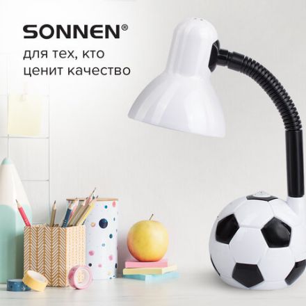 Настольная лампа / светильник SONNEN OU-503, на подставке, цоколь Е27, "Мяч", белый, 236675