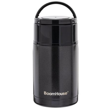 Термос 1 л для еды/напитков с широким горлом, BOOMHOUSE (БУМХАУС) LUNCH, нержавеющая сталь SUS304, черный, 700327