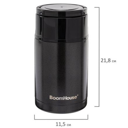 Термос 1 л для еды/напитков с широким горлом, BOOMHOUSE (БУМХАУС) LUNCH, нержавеющая сталь SUS304, черный, 700327