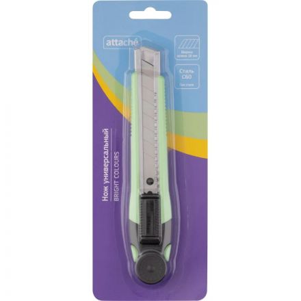 Нож универсальный Attache 18 мм пластиковый мет направл. зелён. авто