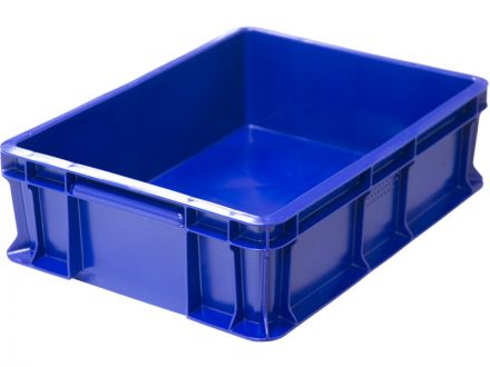 Ящик 400х300х120 сплошной, с внешней ручкой  синий