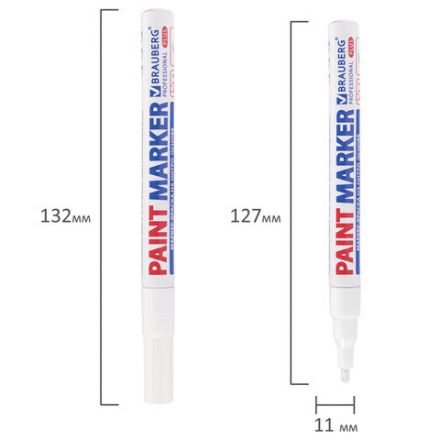 Маркер-краска лаковый (paint marker) 2 мм, БЕЛЫЙ, НИТРО-ОСНОВА, алюминиевый корпус, BRAUBERG PROFESSIONAL PLUS, 151438