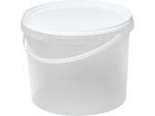 Ведро 5л кругл.бесцветное с белой  крышкой с пластиковой ручкой