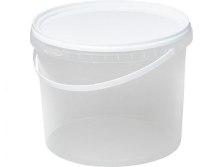 Ведро 5л кругл.бесцветное с белой крышкой с пластиковой ручкой Ведро 5л кругл.бесцветное с белой крышкой с пластиковой ручкой