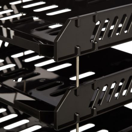 Лотки для бумаг горизонтальные Стамм Сити 3 штуки на металических стержнях черные