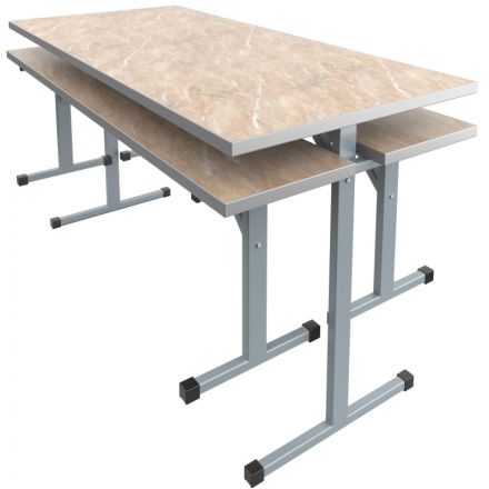 Стол обеденный MET_120x70x76 под скамью пл. мрамор беж/сер new