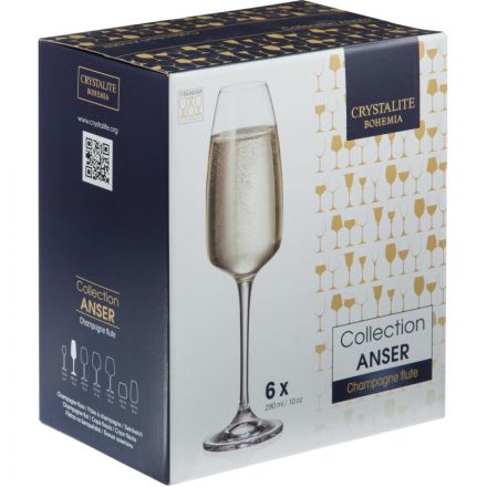 Набор бокалов для шампанского ANSER, 290 мл 6 шт