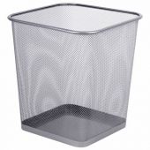 Корзина для бумаг квадратная 17 литров, BRAUBERG "Germanium", металл, серебро СПб