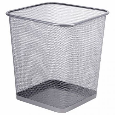 Корзина для бумаг квадратная 17 литров, BRAUBERG "Germanium", металл, серебро СПб