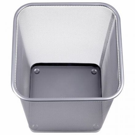 Корзина для бумаг квадратная 17 литров, BRAUBERG "Germanium", металл, серебро СПб