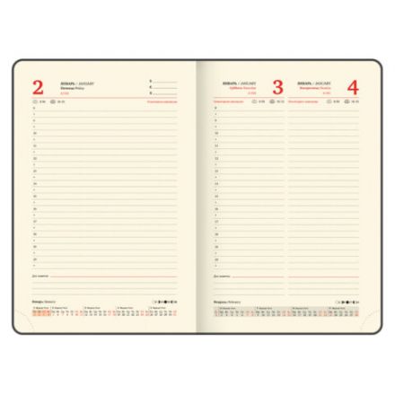 Ежедневник датированный 2026 А5 138x213 мм, BRAUBERG "Iguana", под кожу, коричневый, 117057