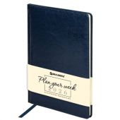 Еженедельник датированный 2026, БОЛЬШОЙ ФОРМАТ 210х297 мм, А4, BRAUBERG "Imperial", под кожу, синий, 117157