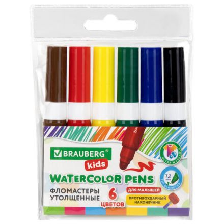 Фломастеры суперсмываемые толстые для малышей BRAUBERG KIDS, 6 цветов, ПВХ-упаковка, 152604 Фломастеры суперсмываемые толстые для малышей BRAUBERG KIDS, 6 цветов, ПВХ-упаковка, 152604
