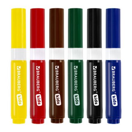 Фломастеры суперсмываемые толстые для малышей BRAUBERG KIDS, 6 цветов, ПВХ-упаковка, 152604 Фломастеры суперсмываемые толстые для малышей BRAUBERG KIDS, 6 цветов, ПВХ-упаковка, 152604